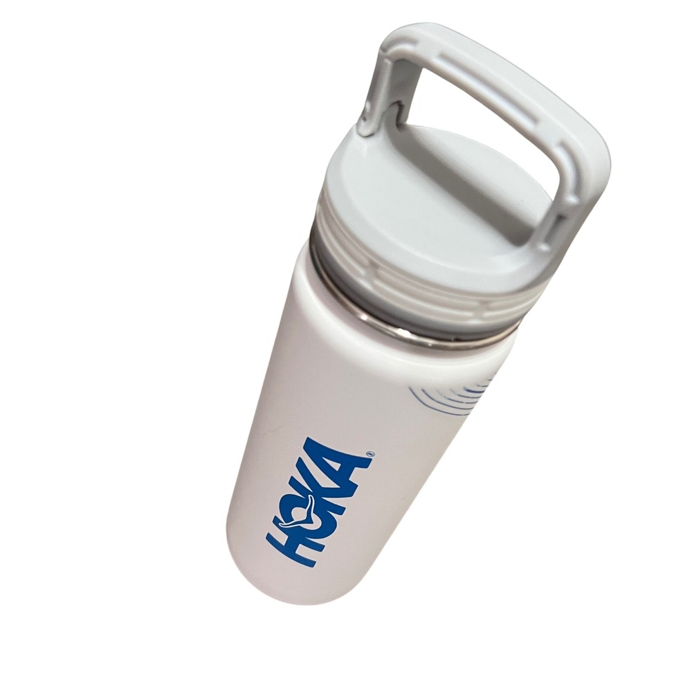 Hoka White Blue‎ Topographic Contour Insulated Water Bottle 16 oz